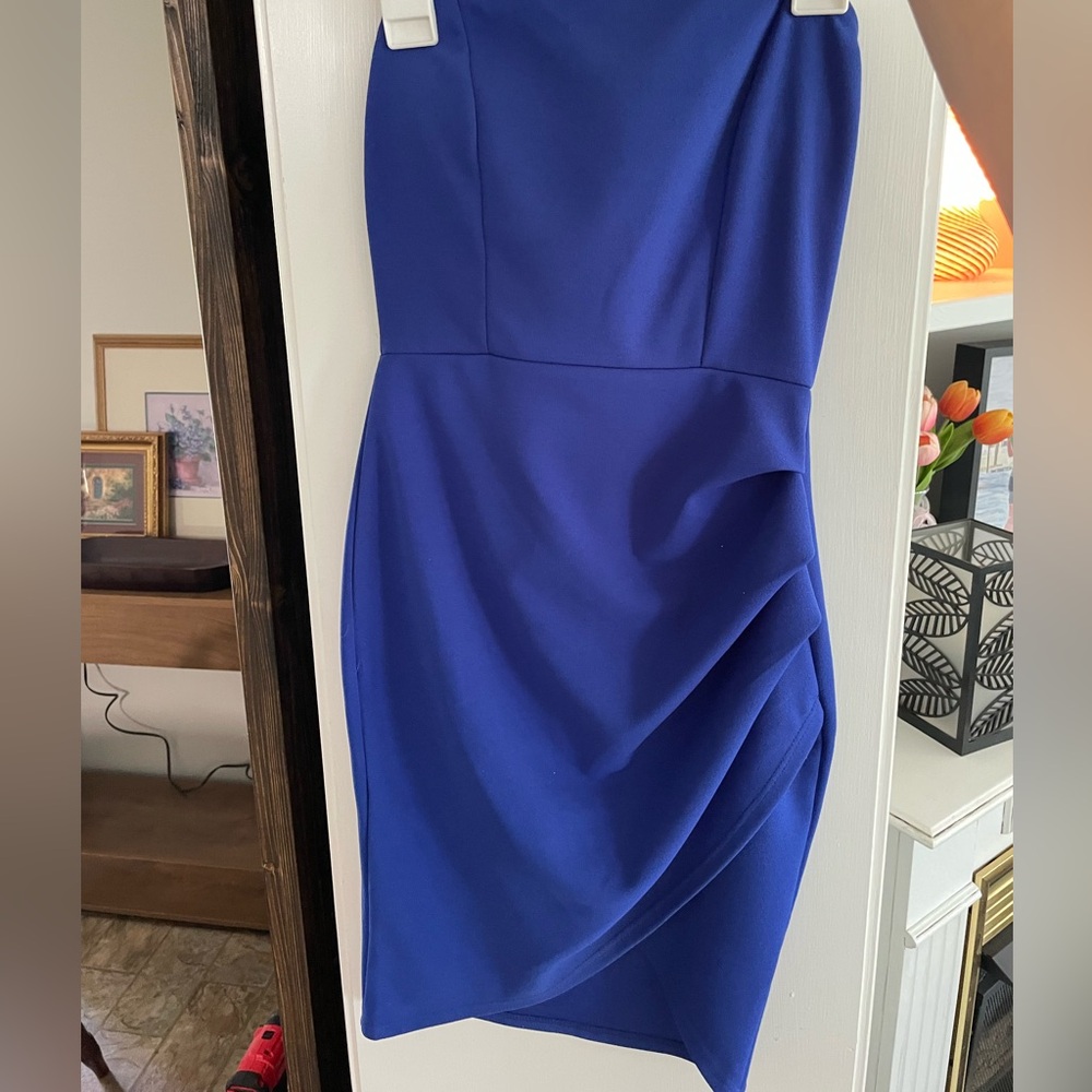 Charlotte Russe Blue Strapless Ruched Sheath Dress
